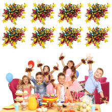 14 Pcs Colorful Cheerleading Pom Poms with Glitter Star Wrist Flowers for Dance and Sports