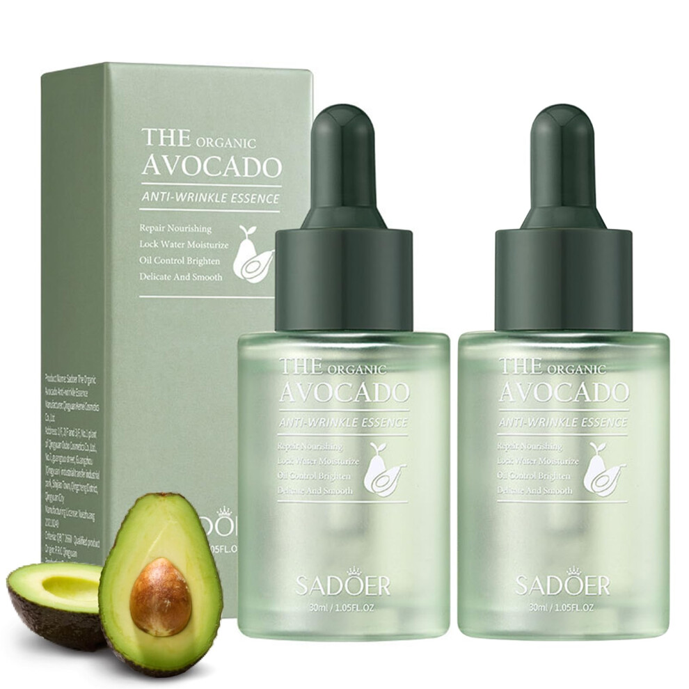 2PC Organic Avocado Facial Serum â Deep Hydration and AntiWrinkle Care for Dry Skin