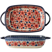 Ceramic Baking Dish 2Qt Rectangular Casserole Pan with Handles Easy Clean Oven and Microwave Safe