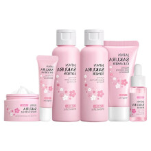 Sakura Skincare Set with Deep Hydration and Oil Control, 6 Piece Travel Skincare Kit