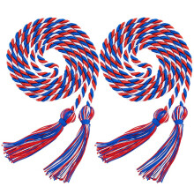 Graduation Honor Cord Royal Blue Red White Polyester Braided with Tassels 66 Inch for College