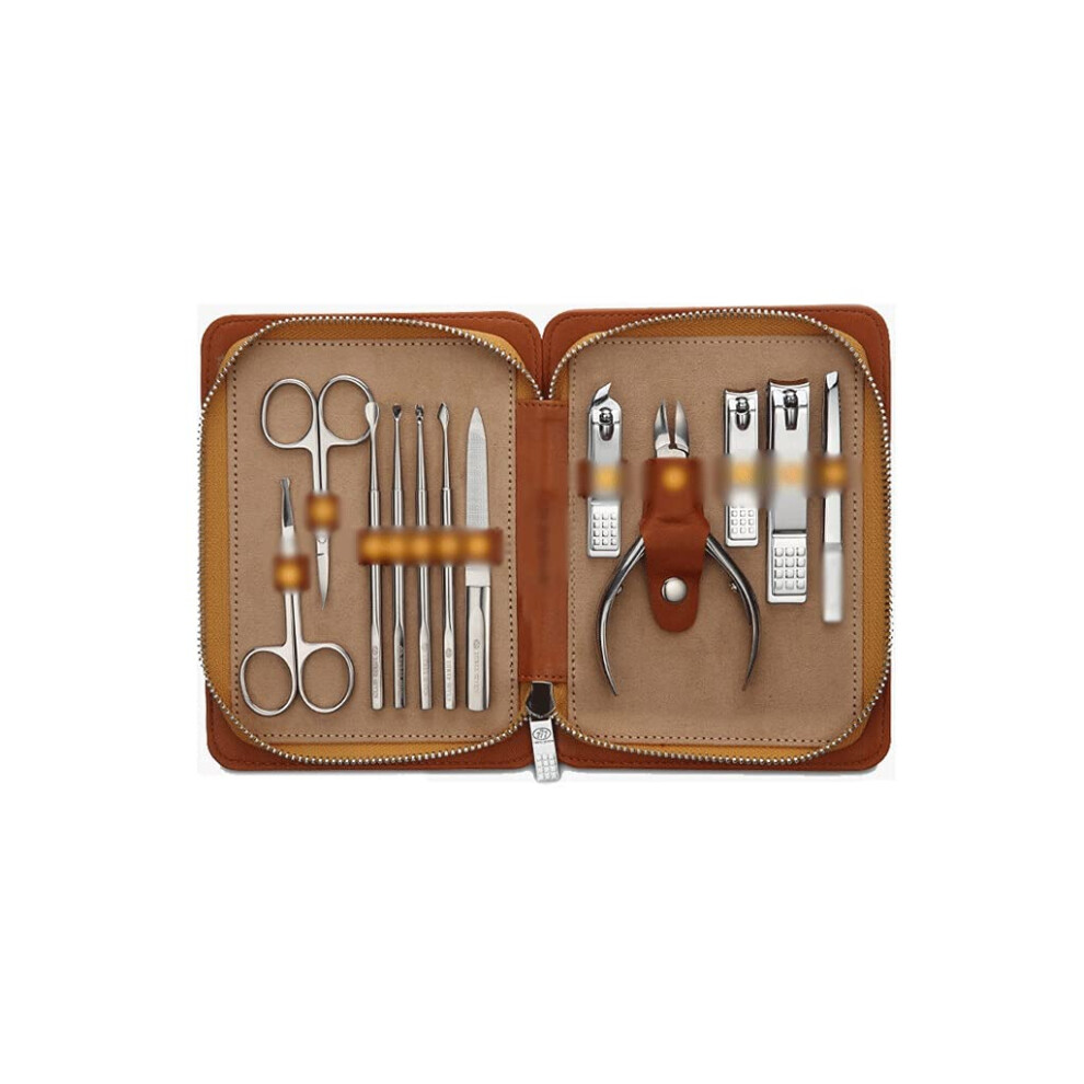 Nail Clippers Set 12pcs Stainless Steel Manicure Pedicure Kit with Travel Case for Nail Care