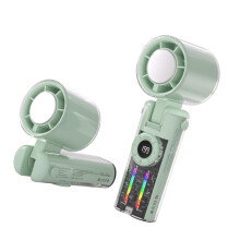 Portable Neck Fan with Ice Cool Function 4000mAh Rechargeable Battery Adjustable Speeds Green