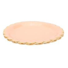 Disposable Dinnerware Set Scalloped Paper Plates Gold Foil Plastic Cutlery Party Supplies Multipack Easy Cleanup Decorative Serveware for Birthday