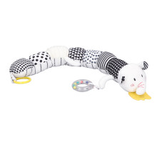 Bijtspeeltjes voor baby's, autostoelspeeltjes met knispergeluiden en rammelaar met belletje. Multisensorische stimulatie die de ontwikkeling van