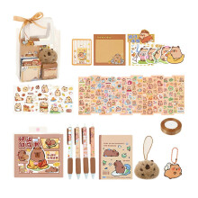 (High grade) 73/105/127Pcs Child School Supplies Set, Includes Small Notebook Note Paper Ballpoint Pen Stickers Keychain Bookmarks