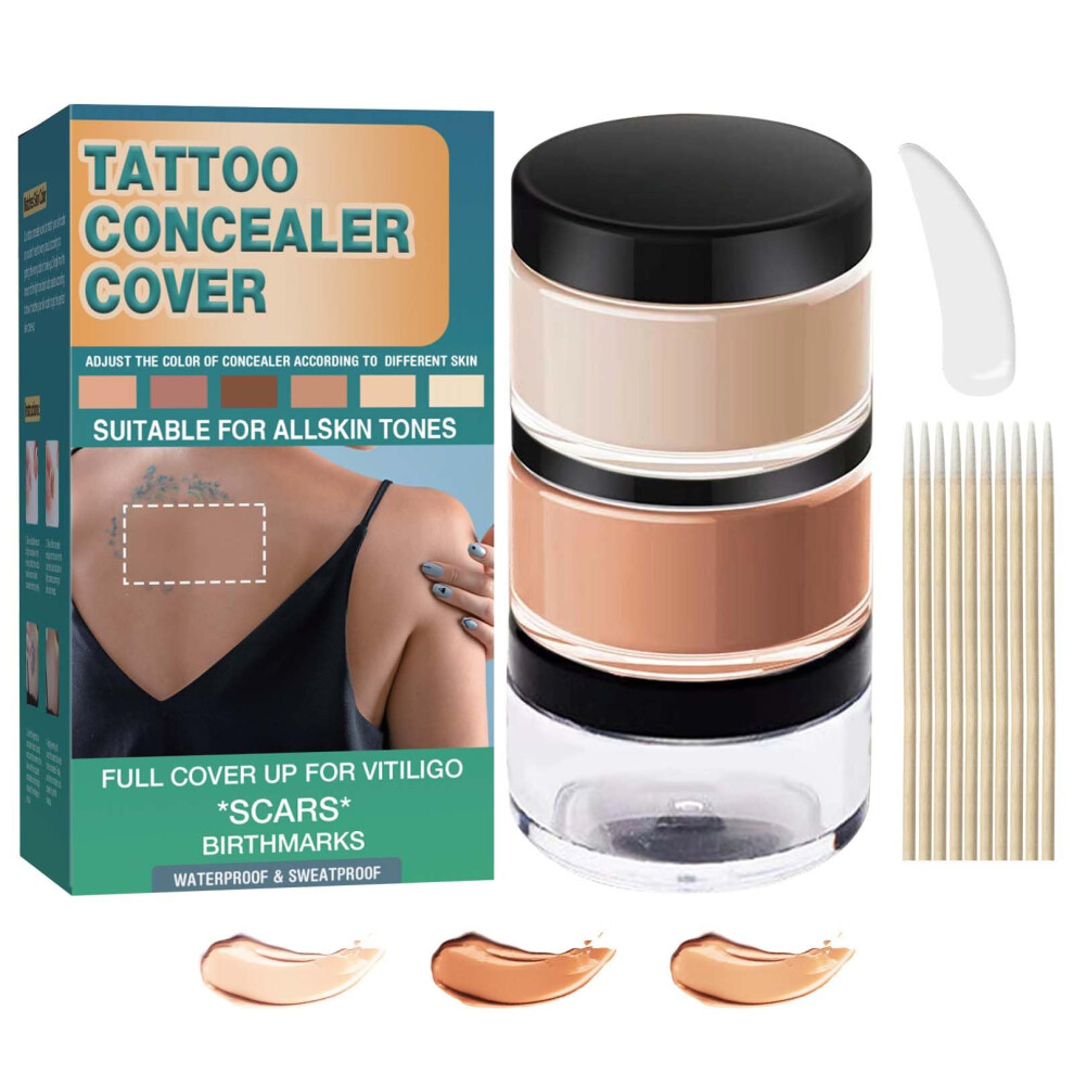 Dark Tattoo Cover Up Concealer Kit Waterproof Longlasting Full Coverage For Scars And Spots