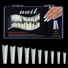 Extra Long Square Acrylic Nail Tips No C Curve Transparent French Nails for Professional Salon Use