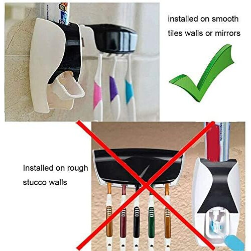 Automatic Toothpaste Dispenser with 5 Toothbrush Holder Wall Mount Set for Bathroom Organization 2