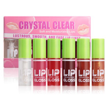 6 Colors Tinted Hydrating Lip Oil Gloss with Plumping Effect and Big Brush for Soft Lips