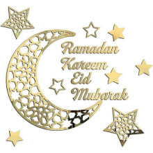 (Gold) Ramadan Decorations 2024, 3d Diy Eid Mubarak Self-adhesive Wall Stickers Art Decor, Ramadan Kareem Moon Star Acrylic Wall Decals