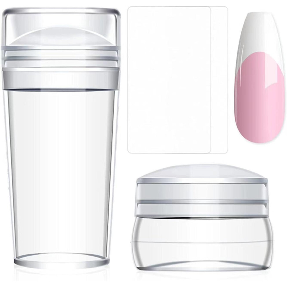 Nail Stamper Kit Clear Silicone with Scrapers Long and Short Jelly Stampers for French Manicure