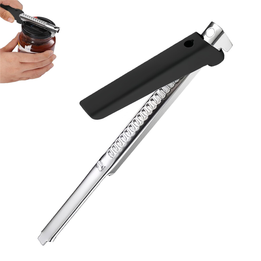 Black Adjustable Jar Opener For Weak Hands And Manual Can Opener With Nonslip Grip For Seniors