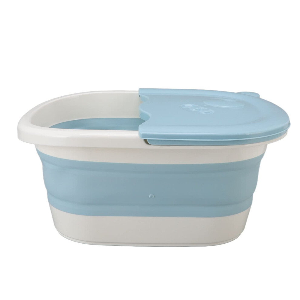 Blue Collapsible Foot Soaking Tub Foldable Spacesaving Basin For Soothing Home Spa And Travel