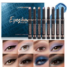 Eyeshadow Stick Set 8PCS Neutral Brown Metallic Cream Pencils Waterproof Longwear Eye Makeup