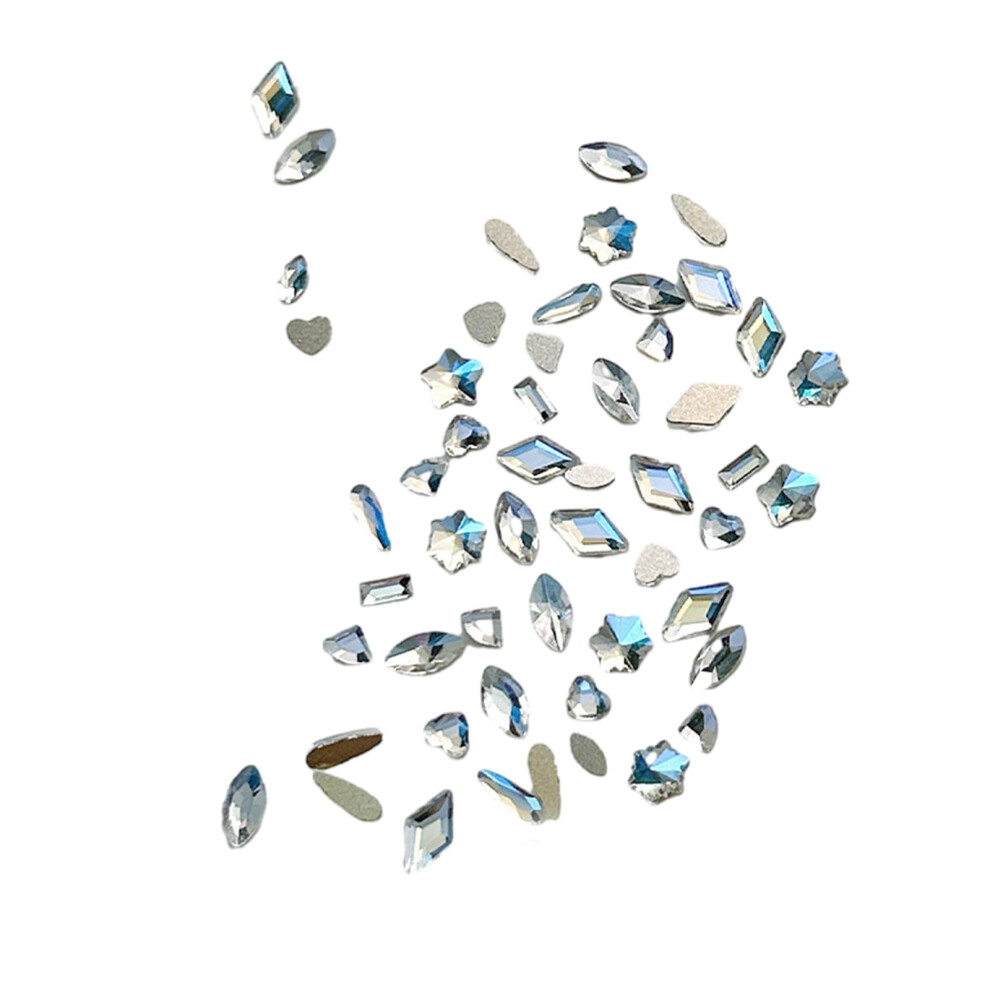 100Pcs Nail Art Rhinestones with Mixed Color Crystal Charms, 3D Flatback Gems for Sparkling Nails