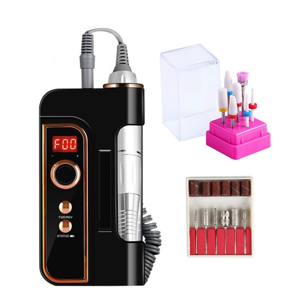 Electric Nail Drill 35000 RPM Rechargeable with Smart LCD Display for Manicure and Pedicure