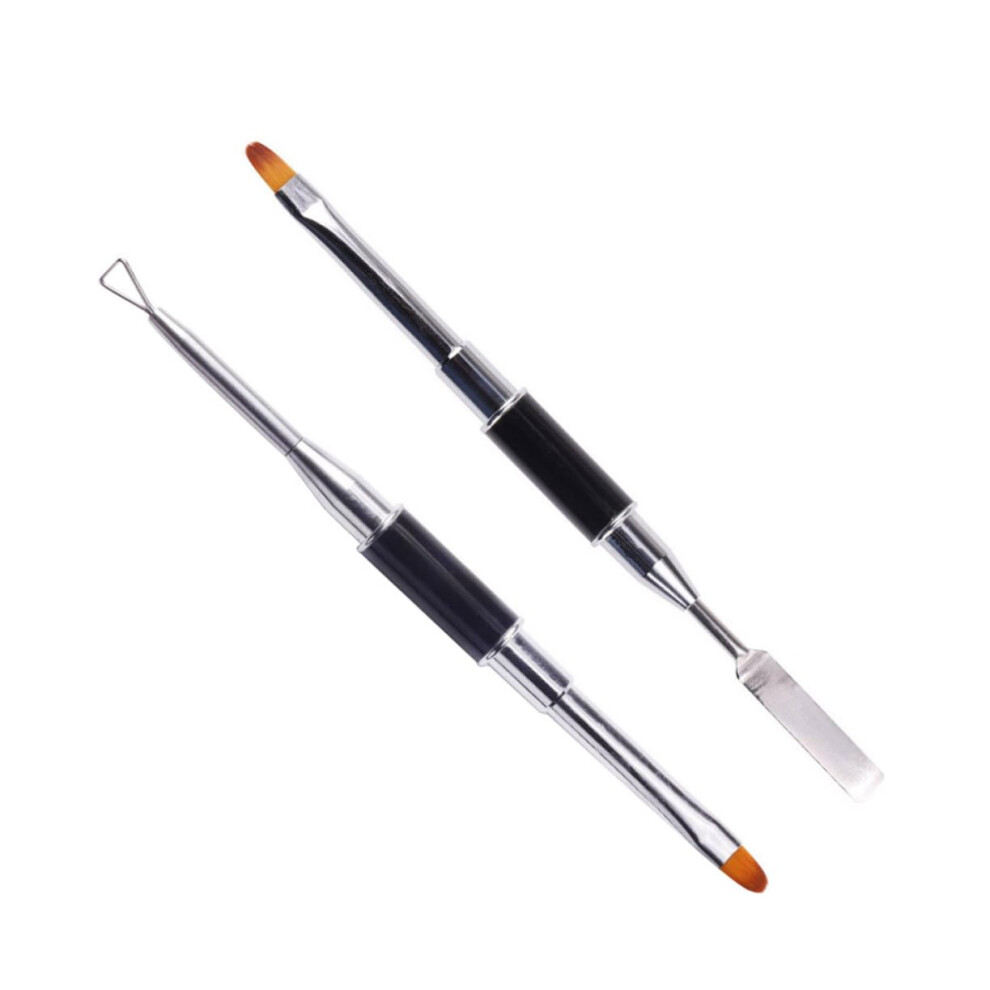 2pcs DoubleHeaded Nail Art Pen with Precision Brush and Cuticle Pusher for DIY Manicure