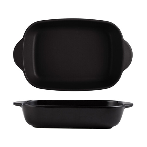 Ceramic Baking Dish with Double Handles Rectangular Pan for Lasagna Casseroles Oven to Table Black