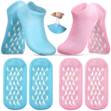 Moisturizing Gel Socks for Dry Cracked Feet Women, Non Slip Grip, Reusable Cotton Spa Socks