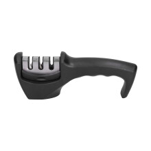 Knife Sharpener 3 Stage Manual Handheld Kitchen Tool for Straight and Serrated Blades Black