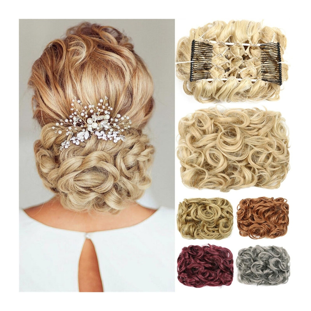 Unisex Messy Bun Hair Piece Curly Chignon Clip In Hair Bun Extension With Combs For Women 18H613