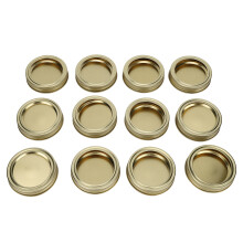 Packung mit 12 Einmachdeckeln, Ø70 mm, goldene runde Split-Typ-Dichtungen für das Einkochen von Gewürzen und Honig