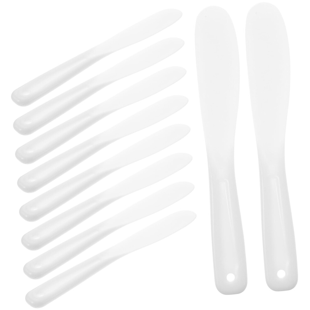 White 10Pcs Cosmetic Spatulas For Hygienic Mixing Of Foundation Creams Face Masks And Diy Skincare