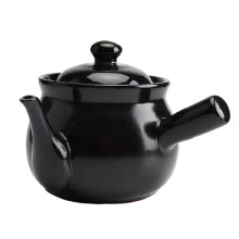Ceramic Casserole Pot with Lid for Chinese Herbal Soup Stew, 3L Black Porcelain Cookware