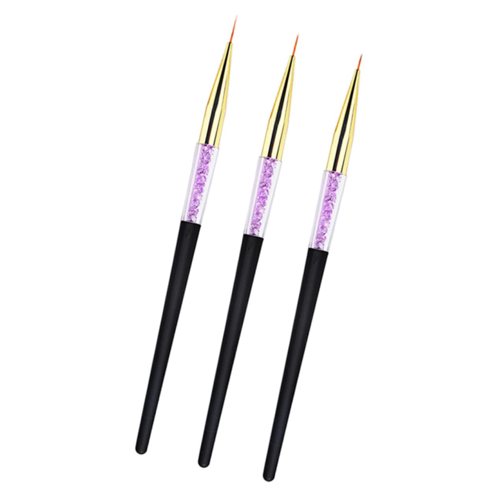 3pcs Professional Nail Art Brush Set with Long Handle Grip for Precise Detailing