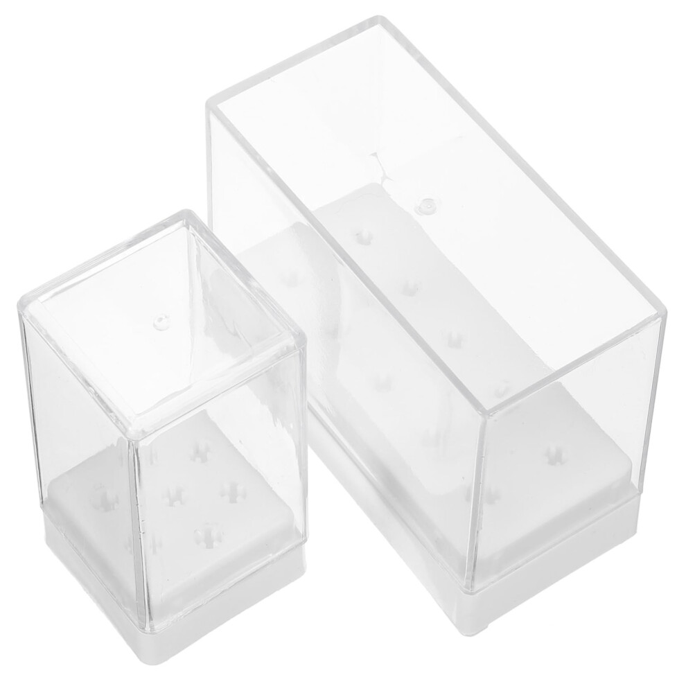 Nail Drill Bit Holder Multihole Organizer With Clear Lid For Manicure Tools Dust Protection 9450606949134