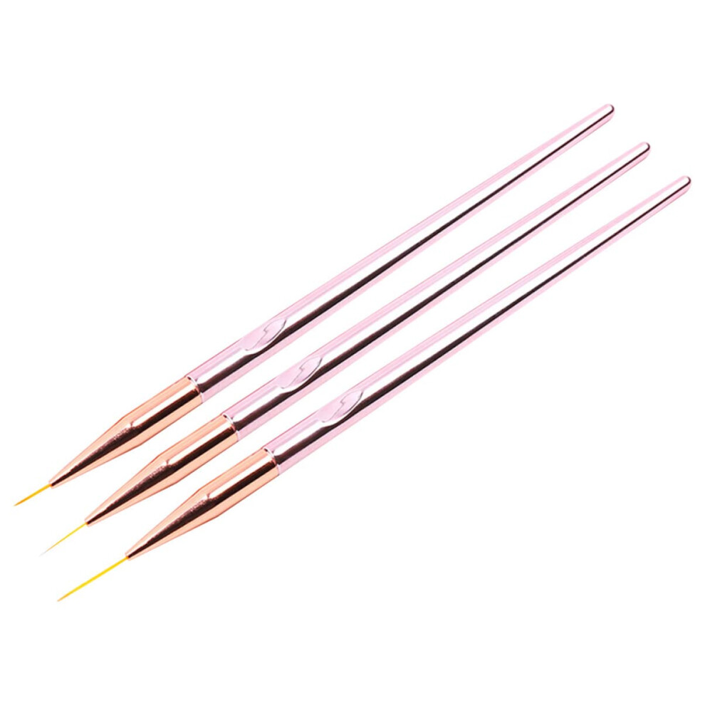 3pcs Professional Nail Art Brush Set with Precision Pointed Tip and Durable Nylon Bristles