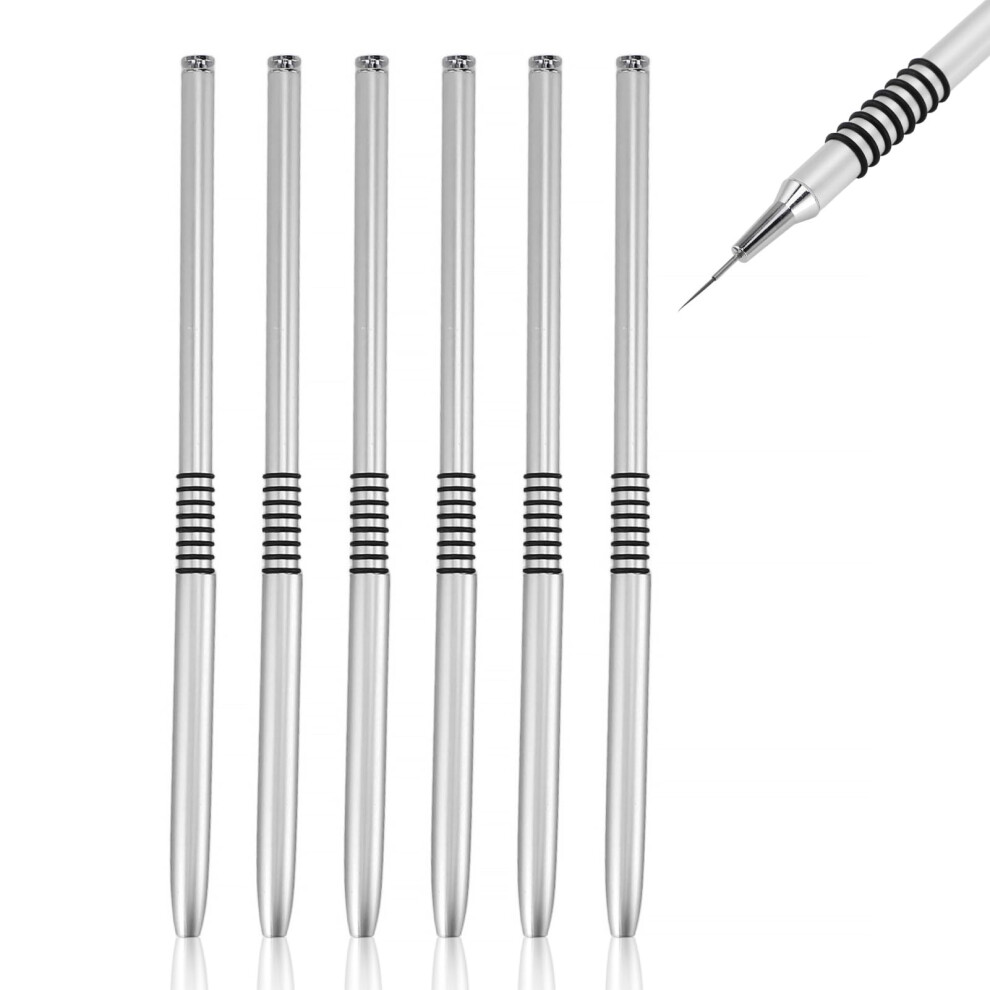 Silver Nail Art Brush Set With Durable Nylon Bristles For Precision Striping And Fine Detail Painting