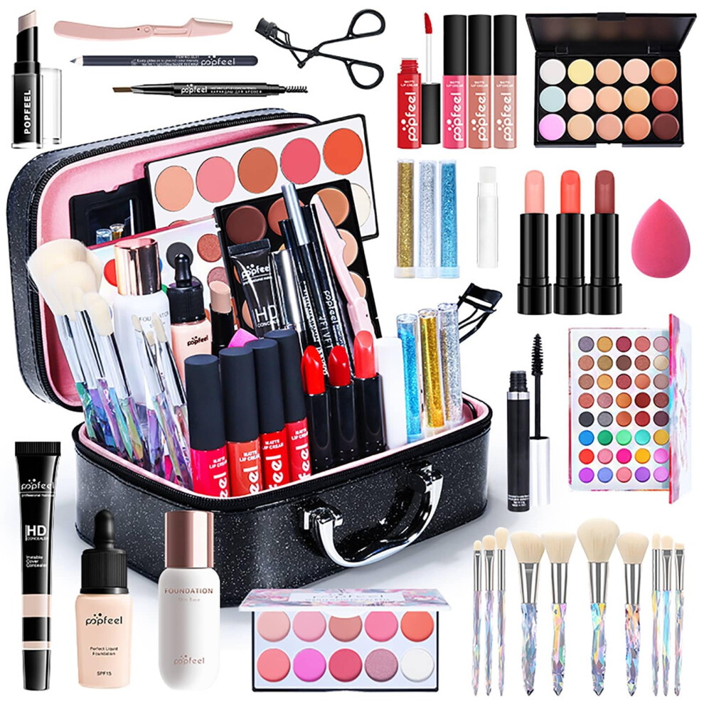 Makeup Kit for Girls and Teens, 35pcs Complete Makeup Set with Brushes, Eyeshadow, Lip Gloss