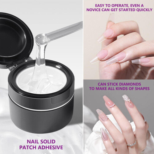 Solid Nail Glue Gel 12ml NoDrip UV Cure for Press On Nails and False Tips, Strong Salon Bond 2