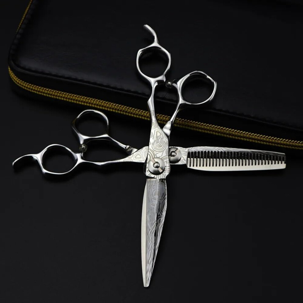 6 Inch Professional Hair Cutting Scissors Set with Ultra Sharp Blades and Thinning Shears