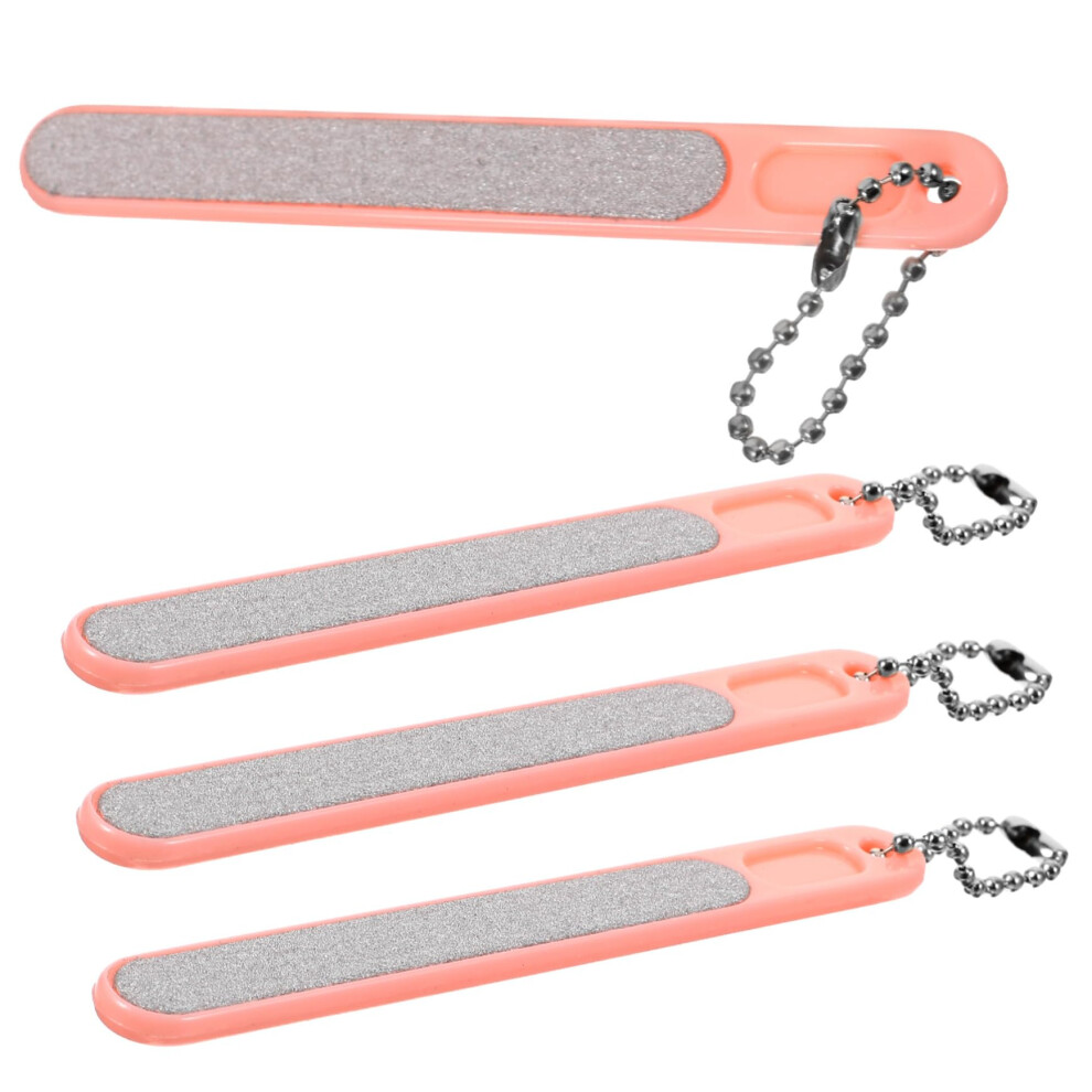 4pcs Nail File Set with Ergonomic Grip, Wear Resistant Surface and Chain for Travel