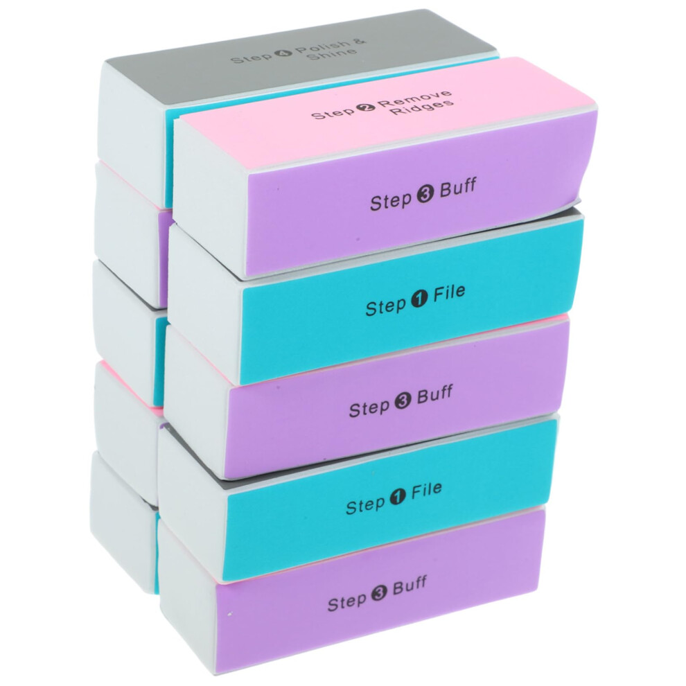 10pcs FourSided Nail Buffer Block with ColorCoded Surfaces for Professional Manicure and Crafts