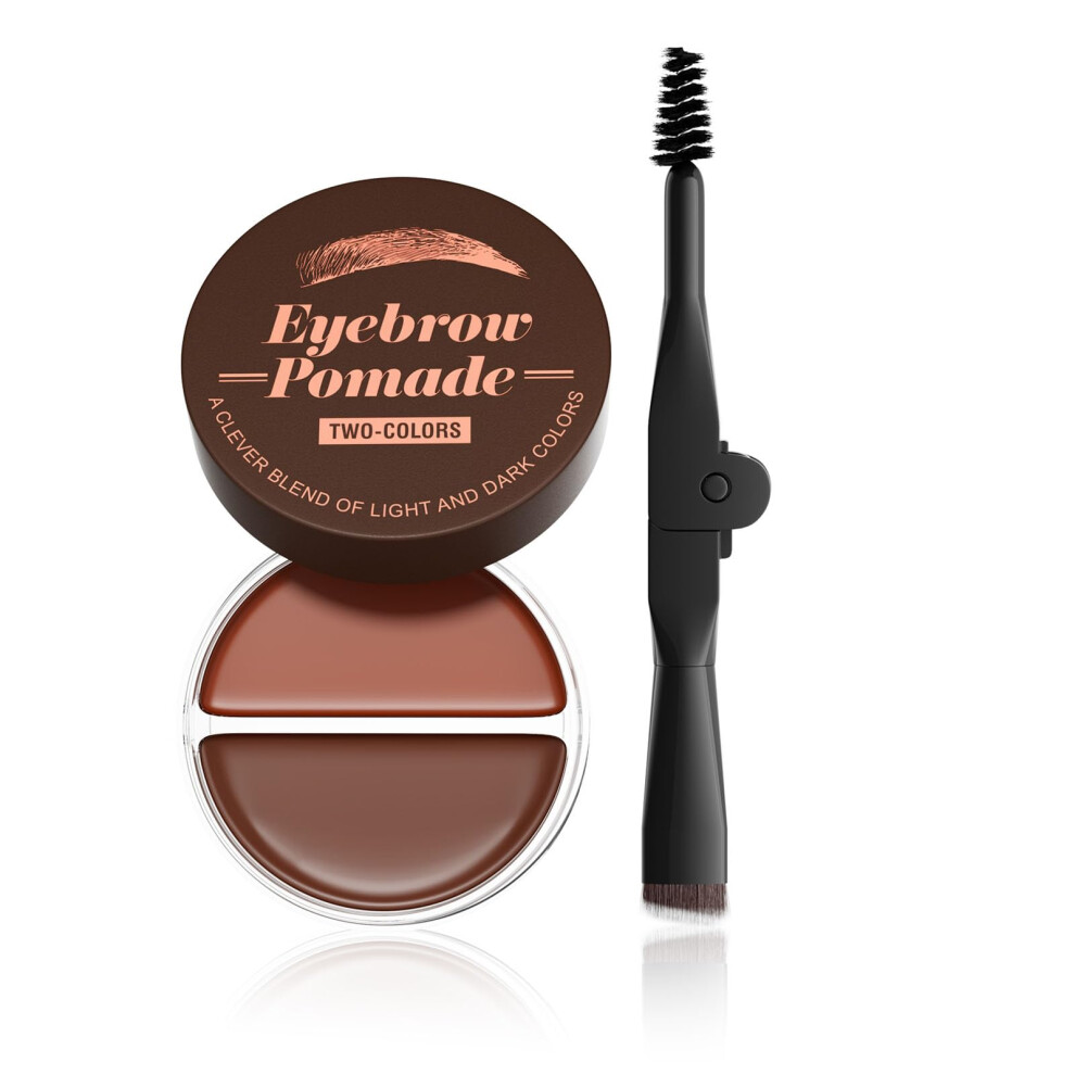 Brown Dual Color Eyebrow Pomade Waterproof Brow Gel, 24H Long Lasting Smudge Proof, Light And Dark
