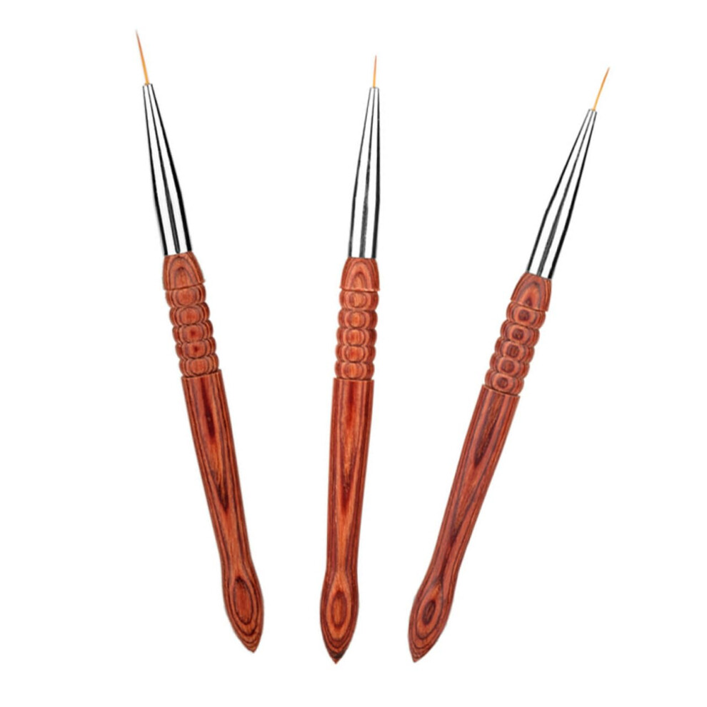 3pcs Nail Art Brush Set with Precise Liner Tip for Fine Detailing and Intricate Designs