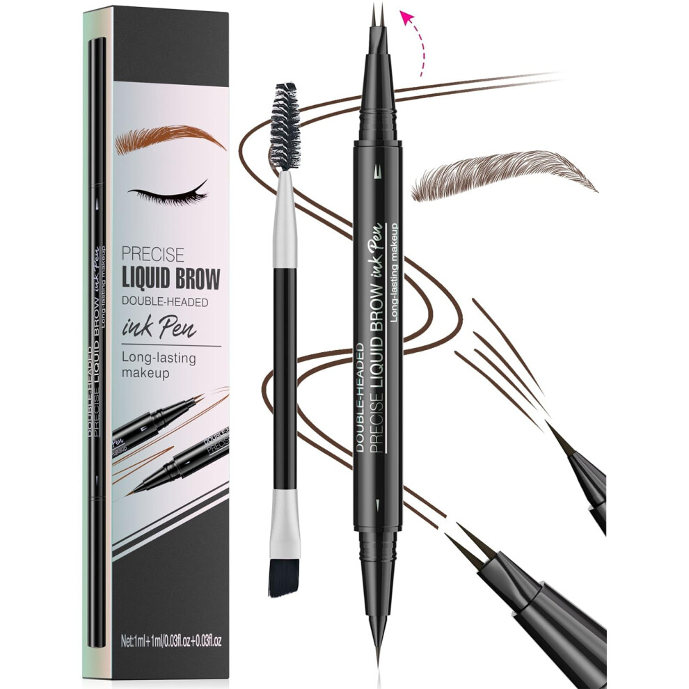 Brown Eyebrow Microblading Pen Waterproof Dark 4Point Microfork Tip Long Lasting Smudge Proof