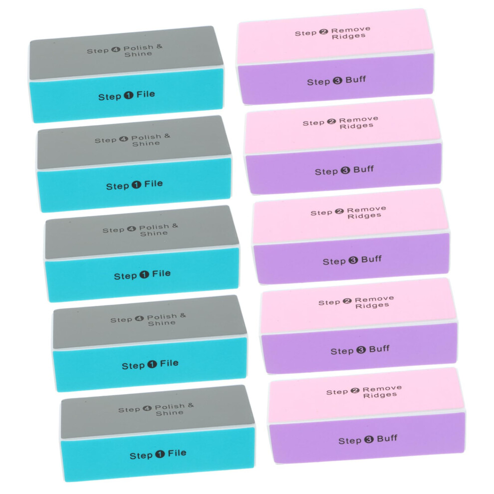 10pcs FourSided Nail Buffer Block for Manicure and Artwork with ColorCoded Buffing