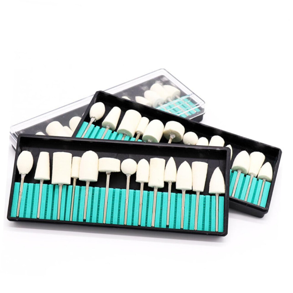 Nail Drill Bits Set 12pcs with Wool and Cotton Heads for Precise Manicure and Pedicure Polishing