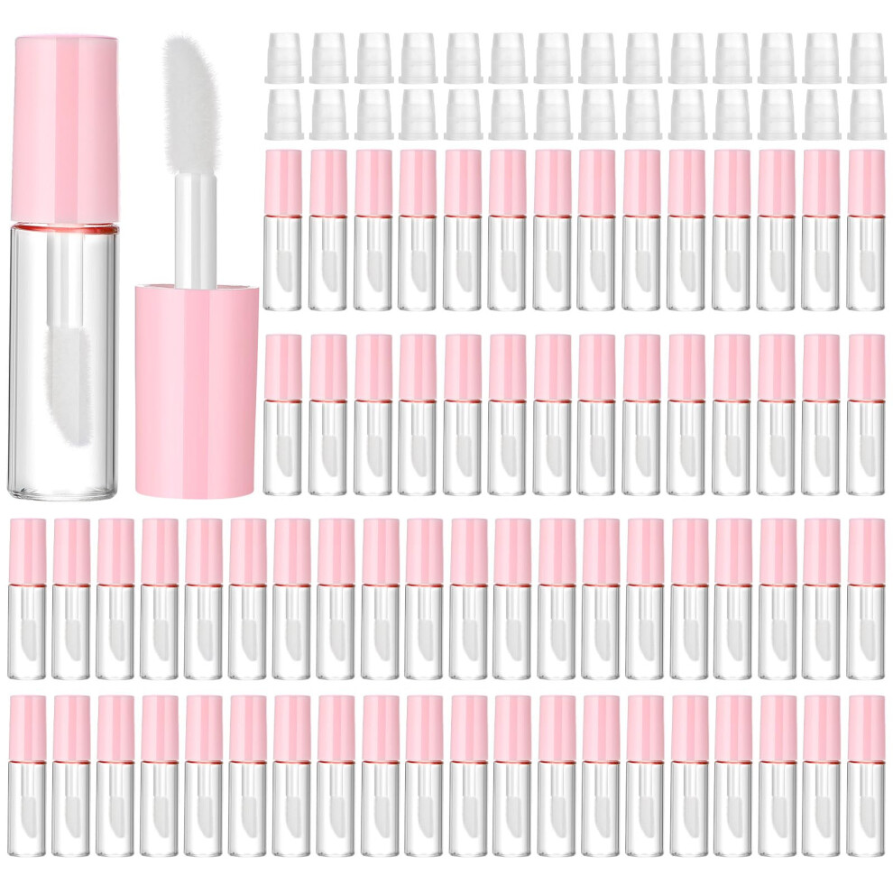 Pink 100 Pcs 1.2Ml Mini Lip Gloss Tubes With Wand Leakproof Refillable Empty Containers