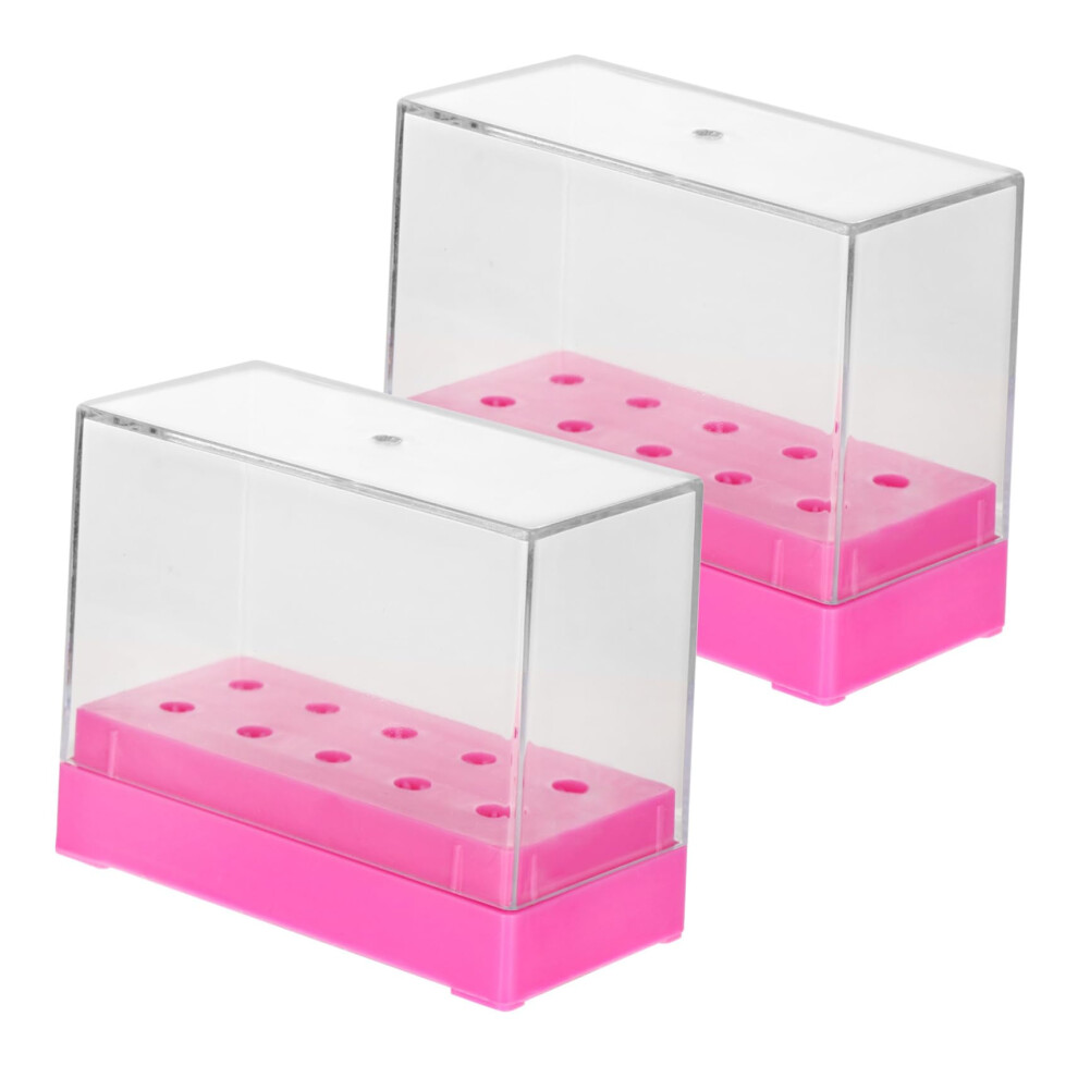 Nail Drill Bit Organizer Case, Compact Transparent Storage Holder for Salon and Home, 2pcs