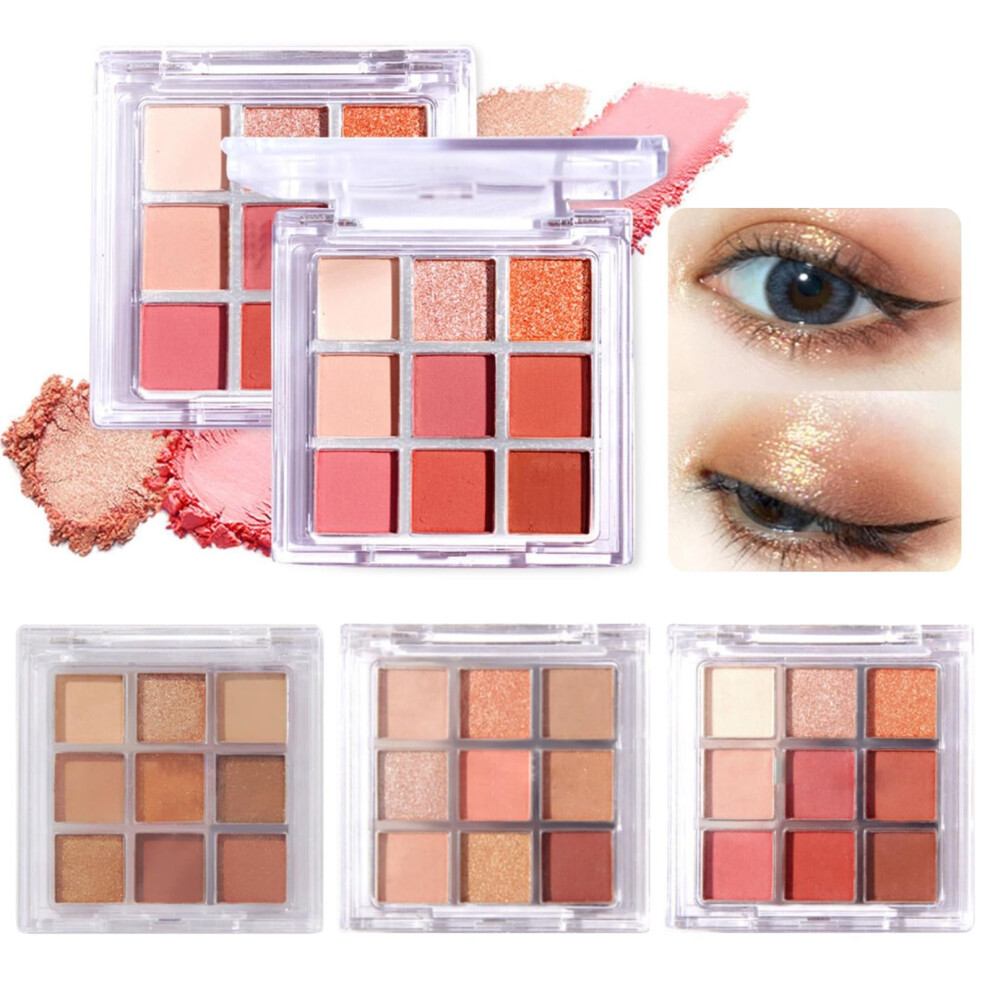9 Colors Nude Glitter Eyeshadow Palette  Pigmented Waterproof Long Lasting Matte Shimmer