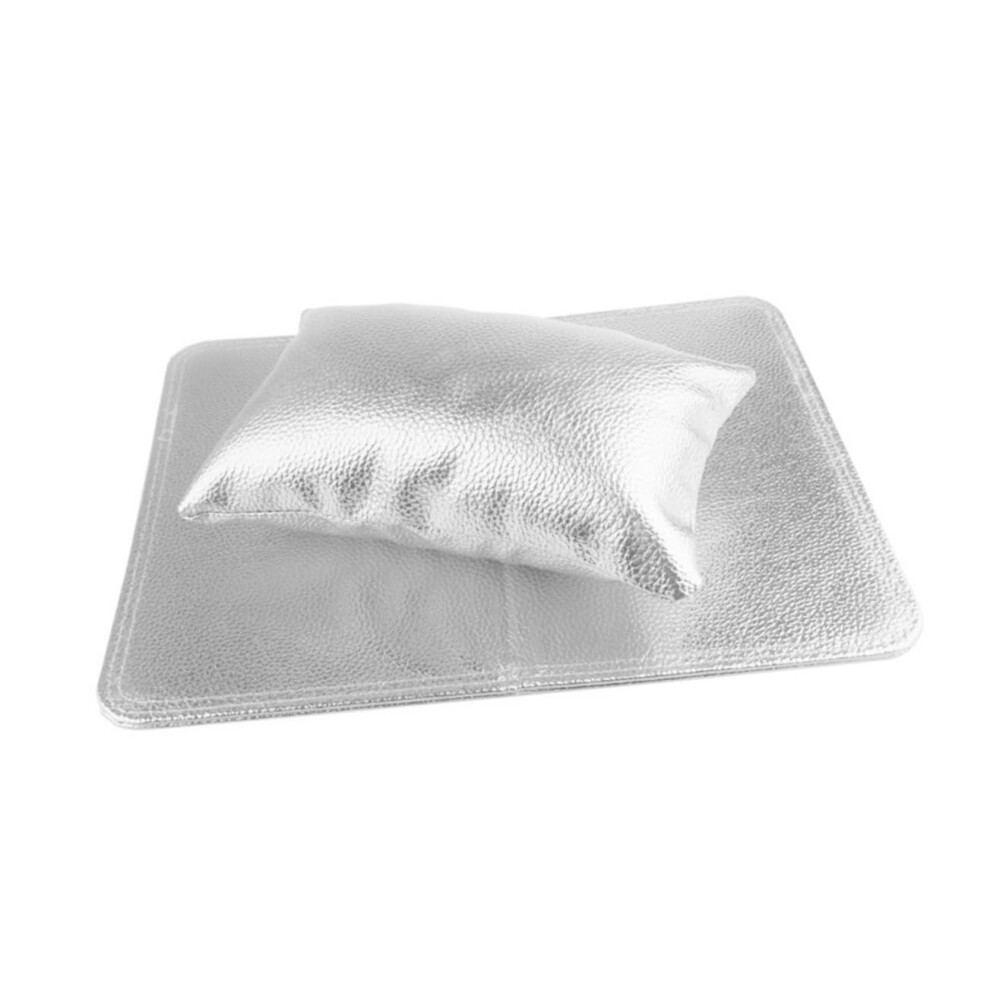 Silver Nail Hand Rest Pu Leather Pillow Manicure Armrest Comfortable Support For Acrylic Nails