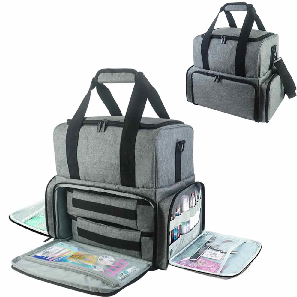 Large Nail Polish Organizer Case Holds 80 Bottles, Double Layer Storage Bag with Dividers and Pockets