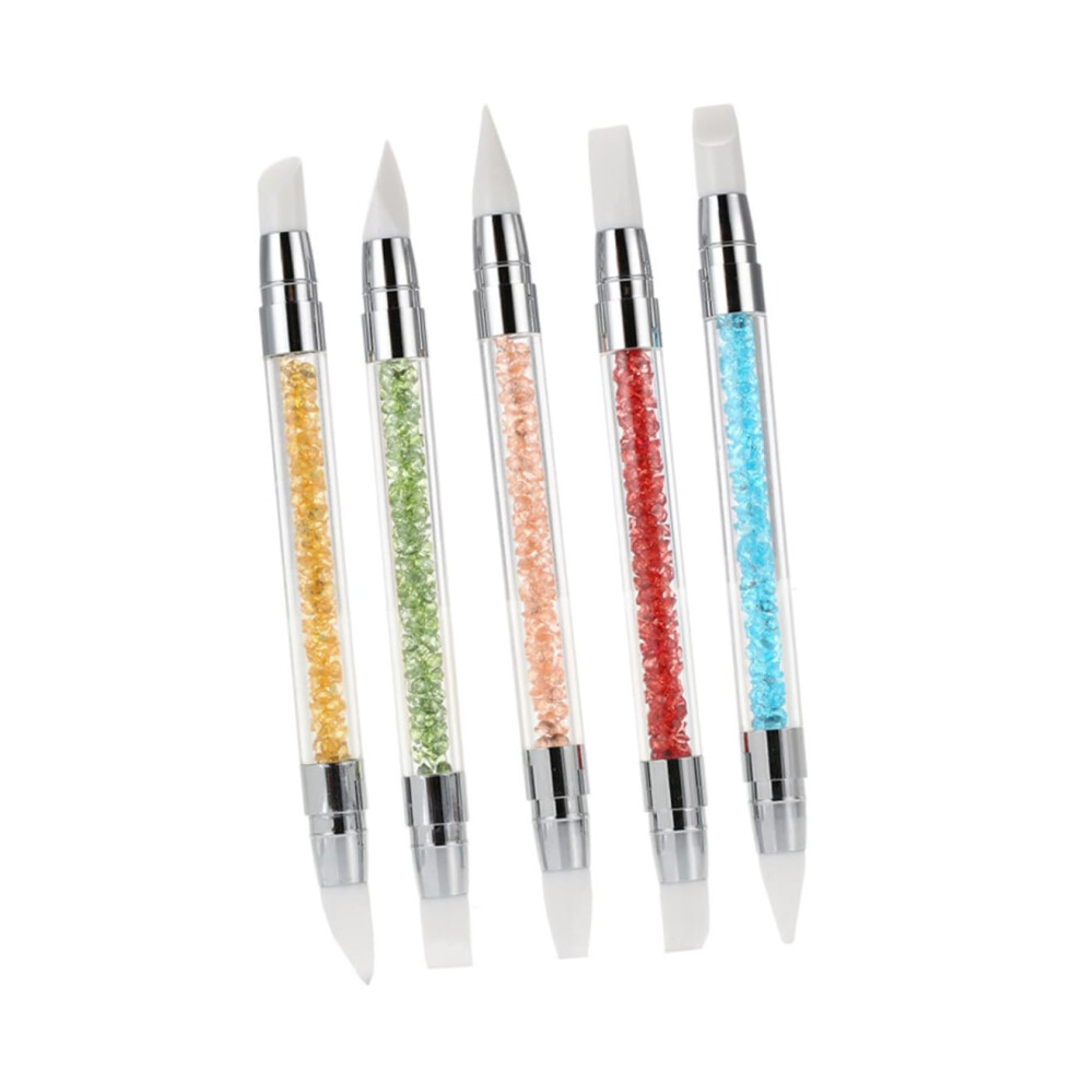 5pcs DoubleHead Silicone Nail Art Sculpting Tools Set with Interchangeable Tips for Salon and Home