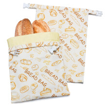 2 Pack Reusable Beeswax Bread Bags with Linen Cotton Wraps for Homemade and Sourdough Bread